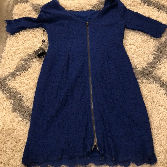 ADRIANNA PAPELL blue zip up dress - Picture 7 of 7